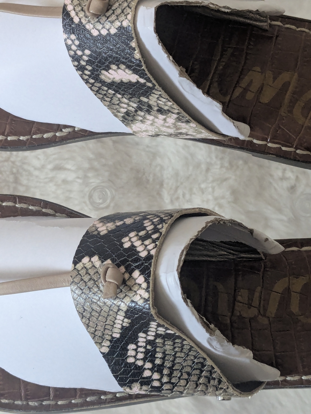 Sam Edelman Gigi Thong Sandals Snake Print Leather Brown Flat Size 9 - Picture 8 of 14